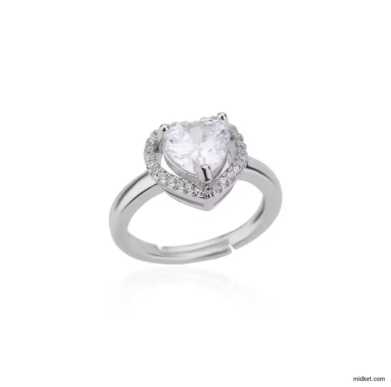 Stainless Steel Heart Rings For Women Zircon Gold Plated Heart Adjustable Ring Femme Wedding Party Accessories Jewelry Gift 2023